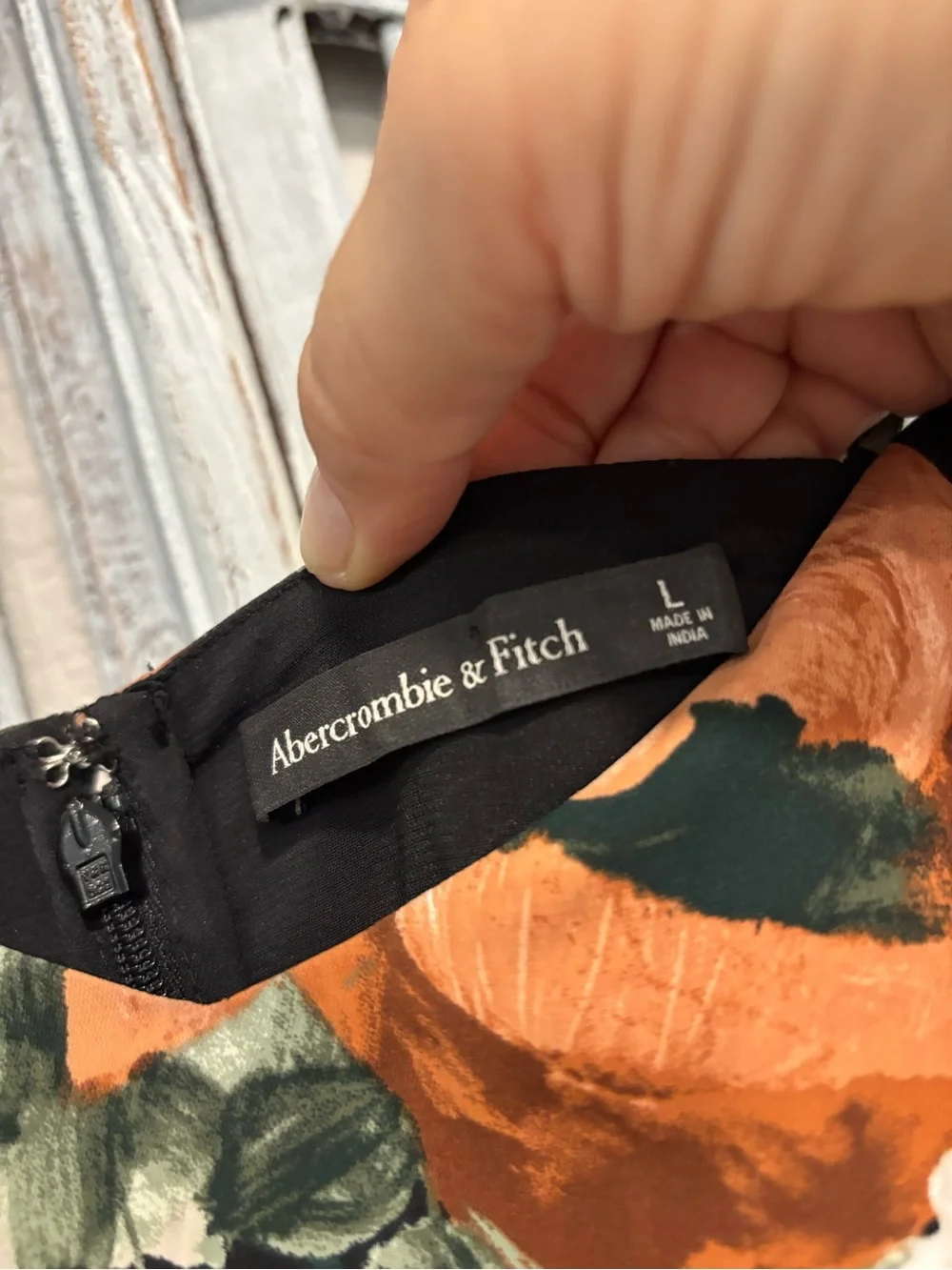 NEW Abercrombie & Fitch Black Floral Tiered Maxi Dress with Orange Blooms